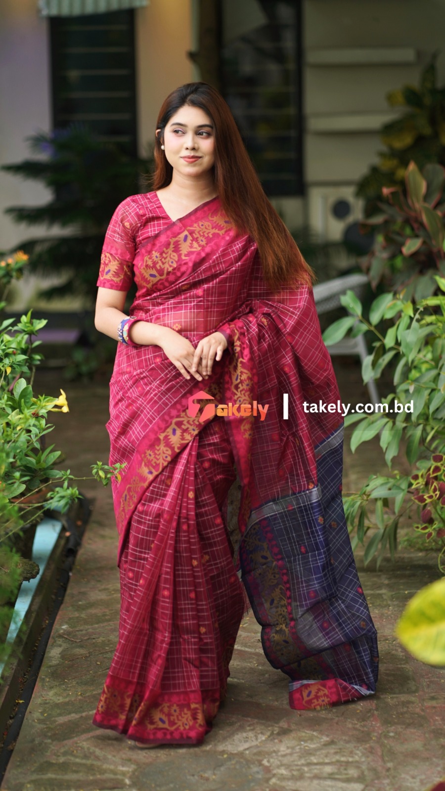 টাঁত জামদানি, টেকলী এক্সক্লুসিভ সুতির শাড়ি।CS-36