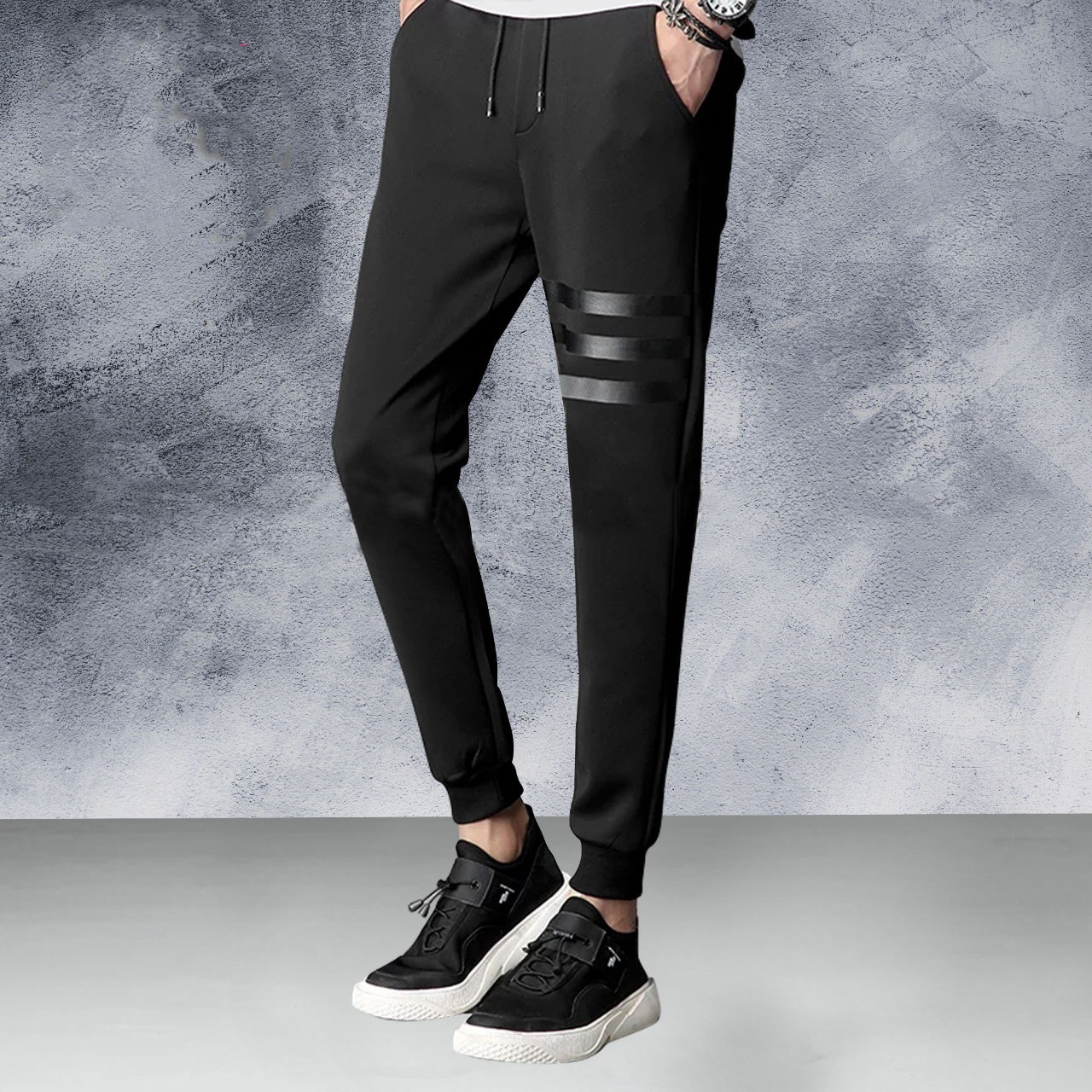 Black Cotton Joggers for Men