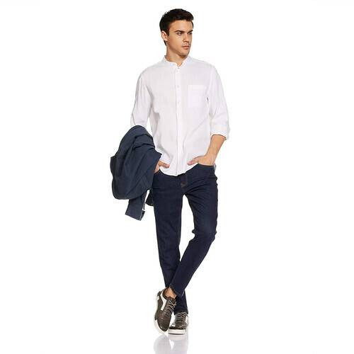 NZ-13044 Slim-fit Stretchable Denim Jeans Pant For Men - Dark Blue