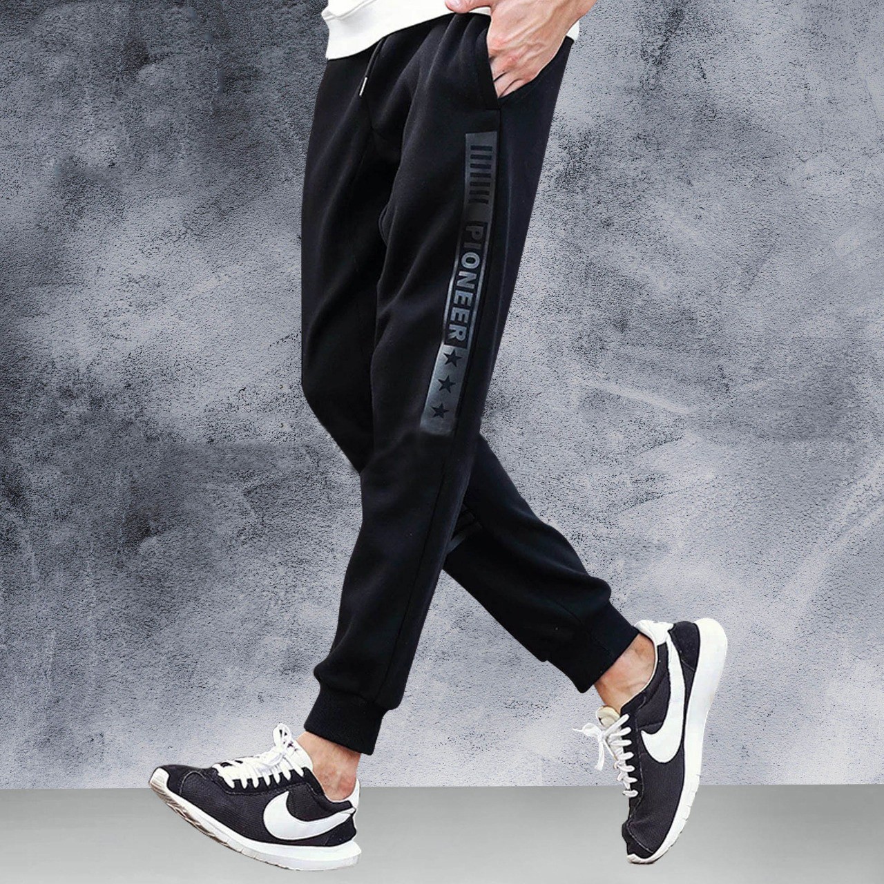 Black Cotton Joggers for Men