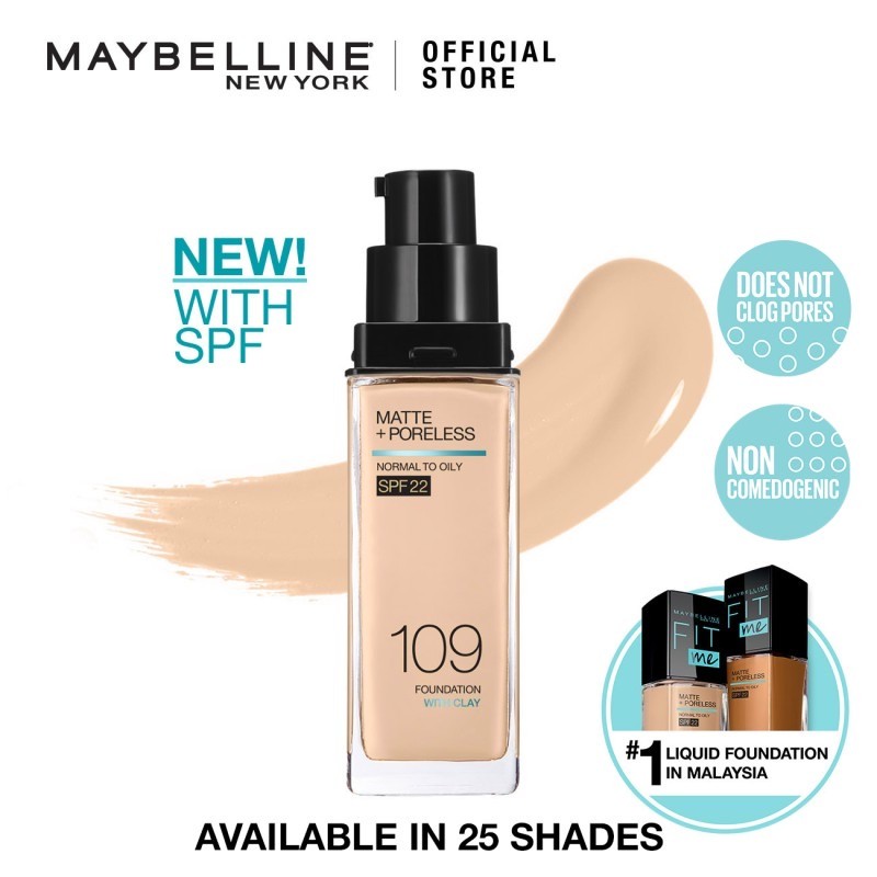 Maybelline Fit Me Matte + Poreless Liquid Foundation SPF 22 (30ml)