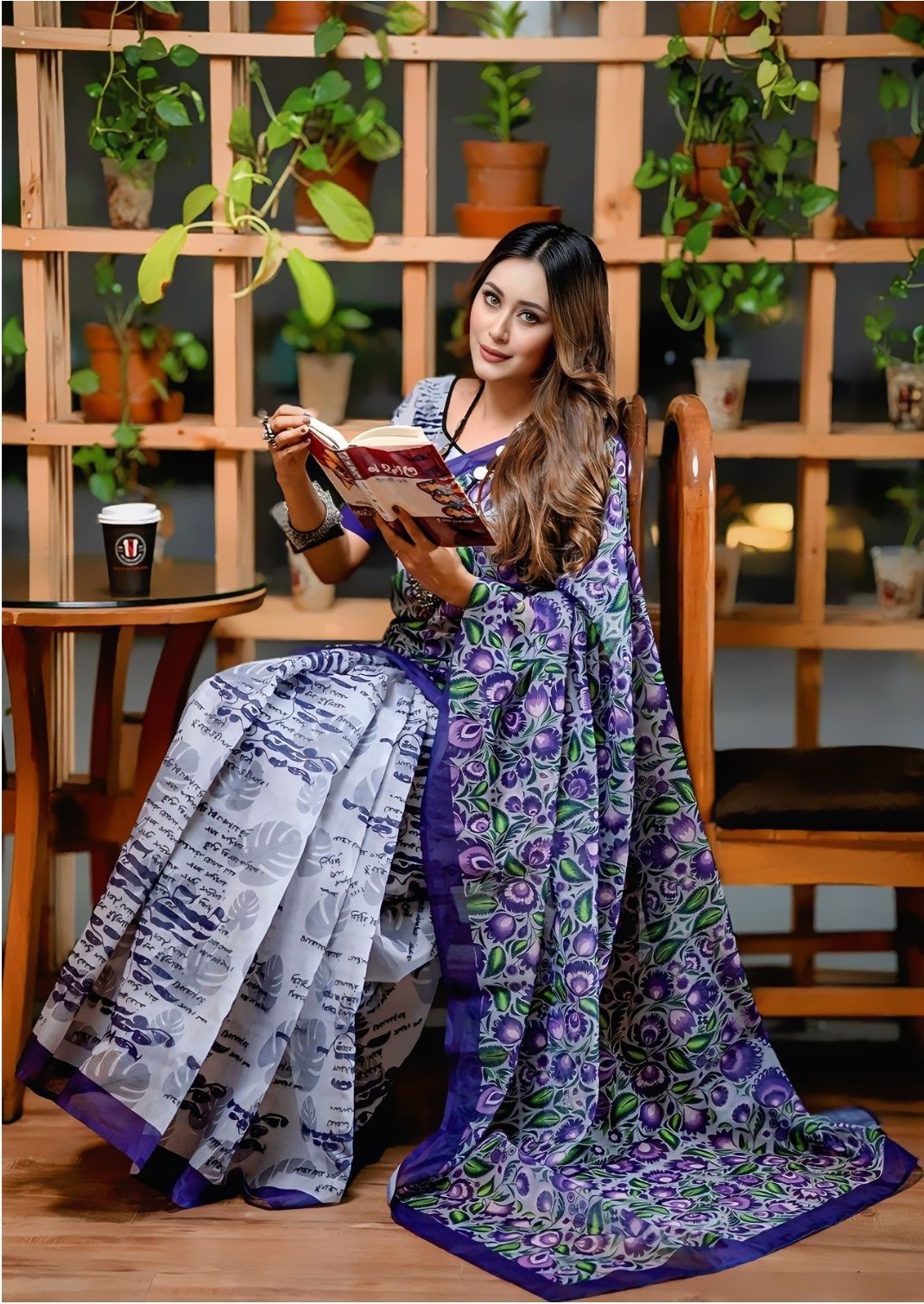 টেকলী এক্সক্লুসিভ পংক্তিমালা ডিজিটাল প্রিন্ট শাড়ি। DG-126