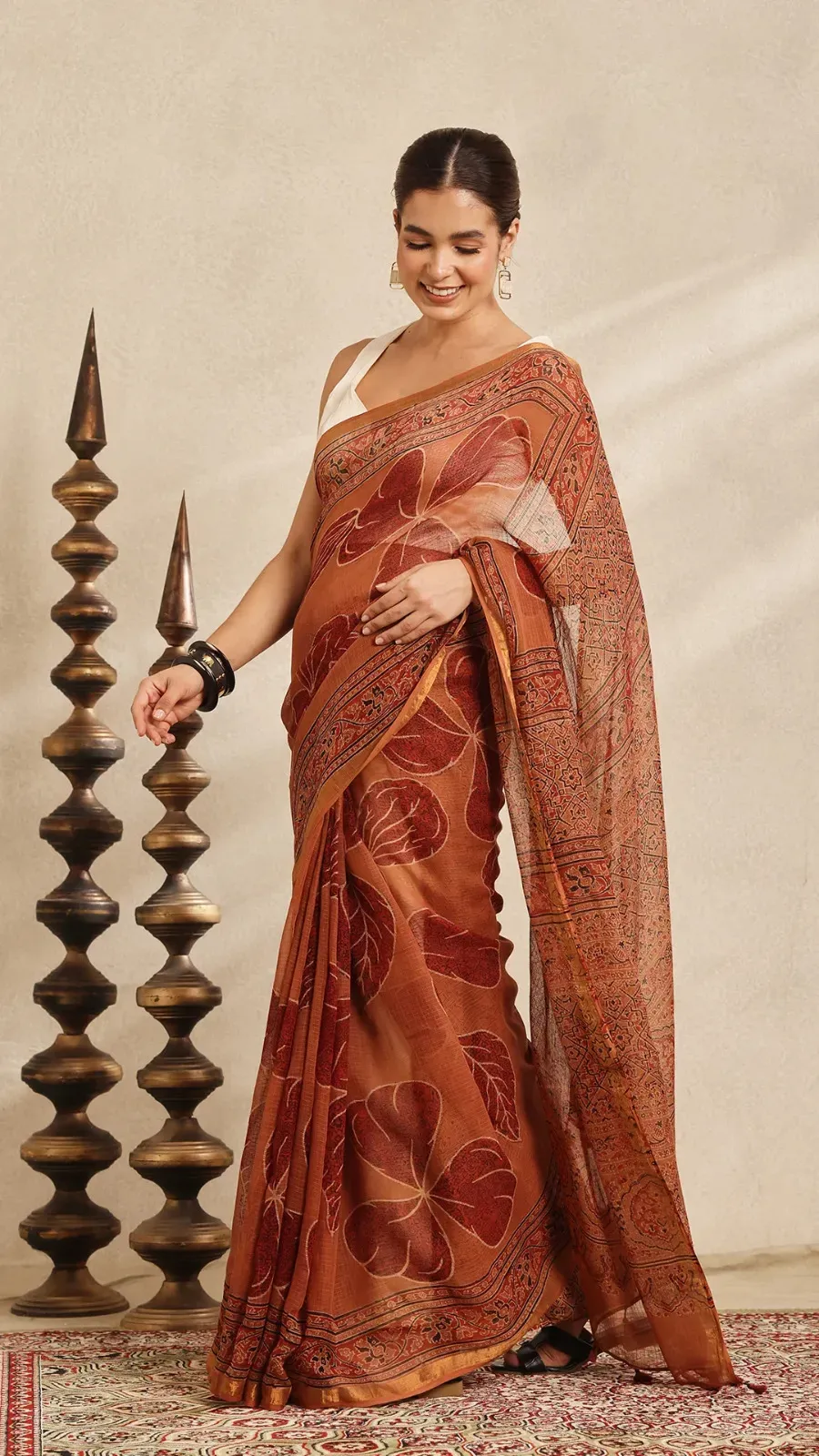 Premium Kota Doria Cotton Block Design Saree | P00010