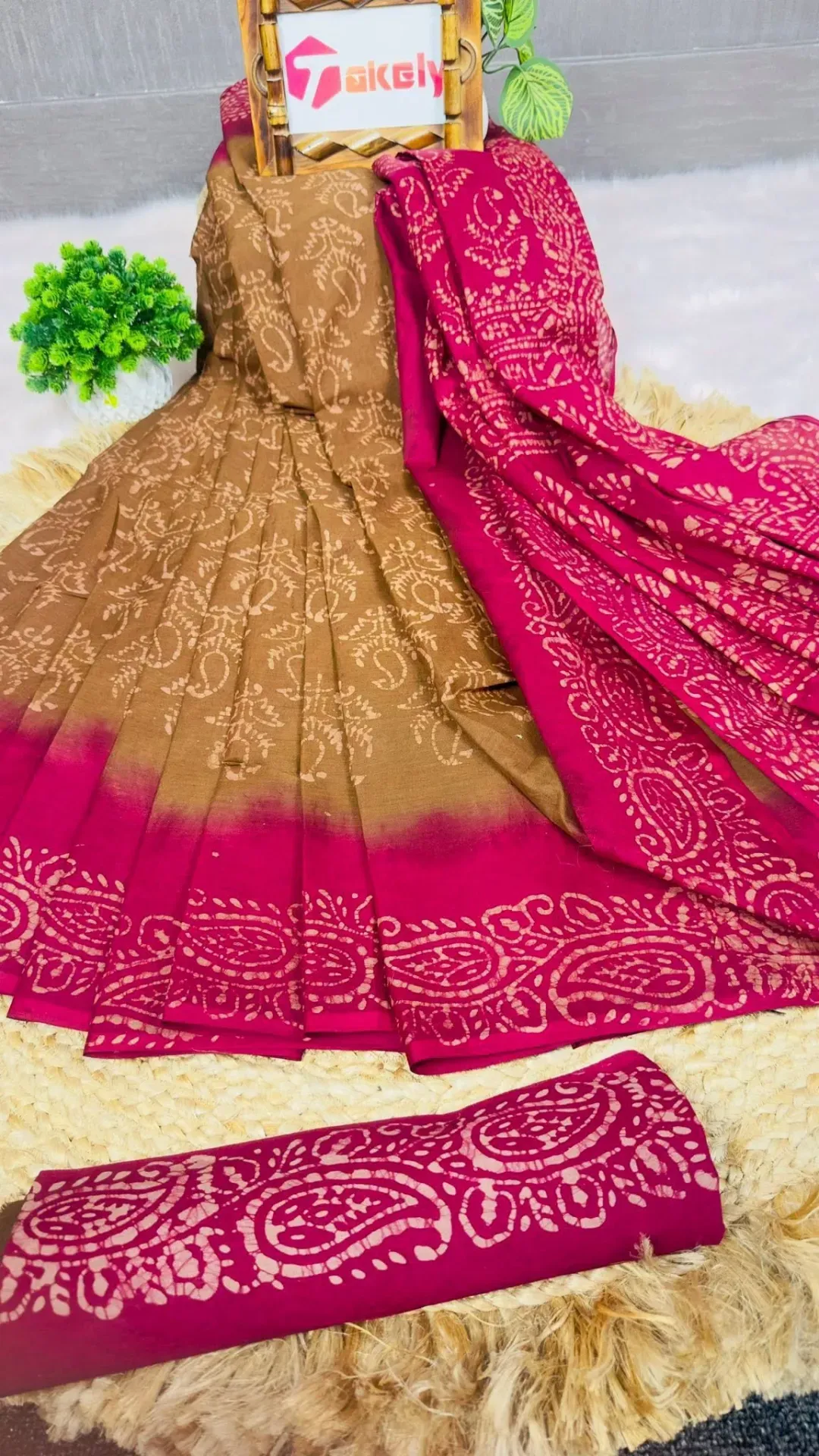 New silk Batik Design Digital Printed Saree With Blouse Piece | P00183