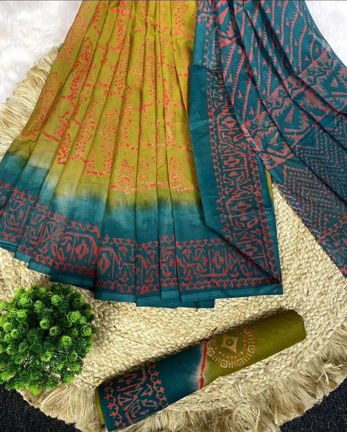 New silk Batik Design Digital Printed Saree With Blouse Piece | P00184