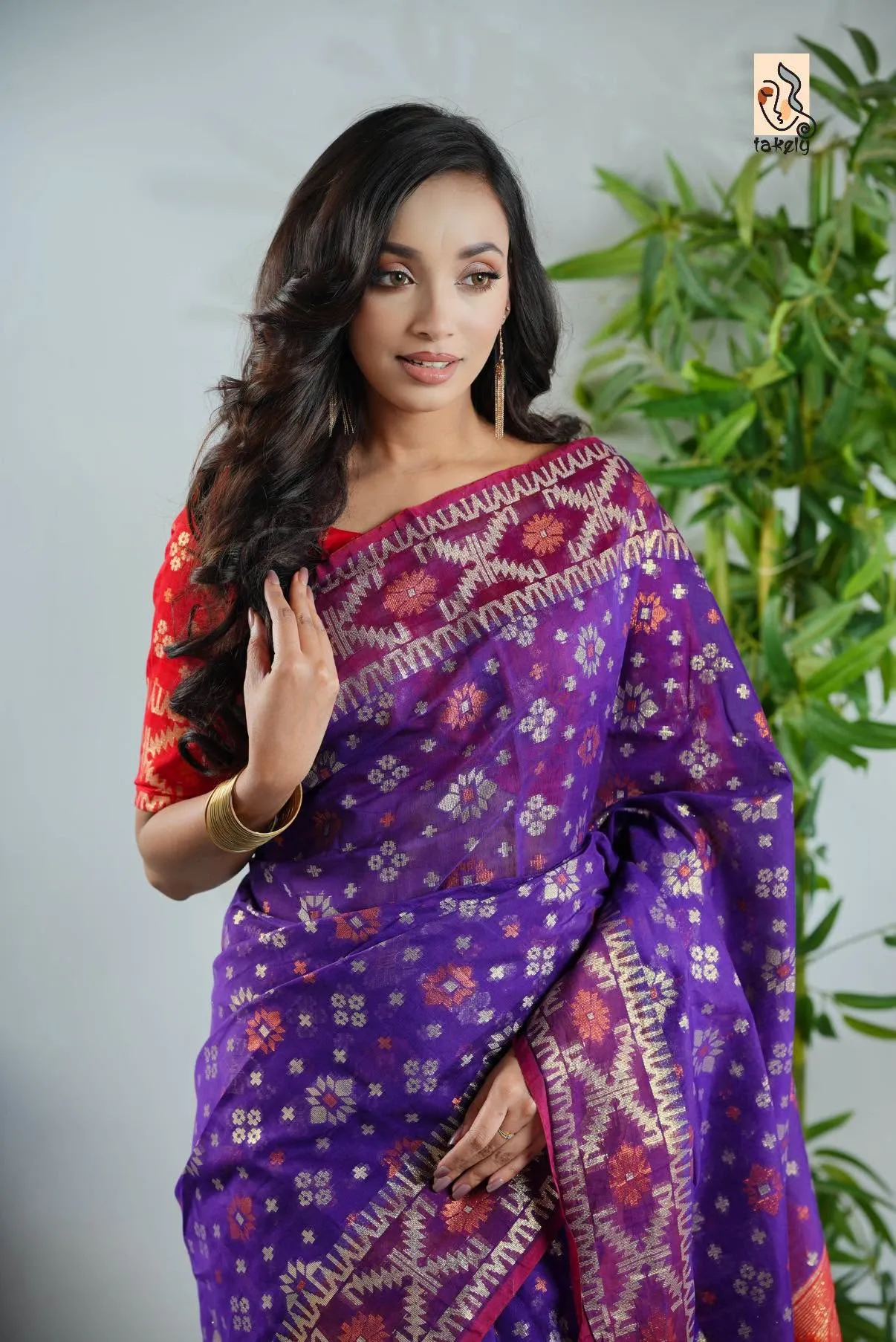 60/80 Count Jori Sutar Tant Jamdani Saree With Blouse Piece | P00189
