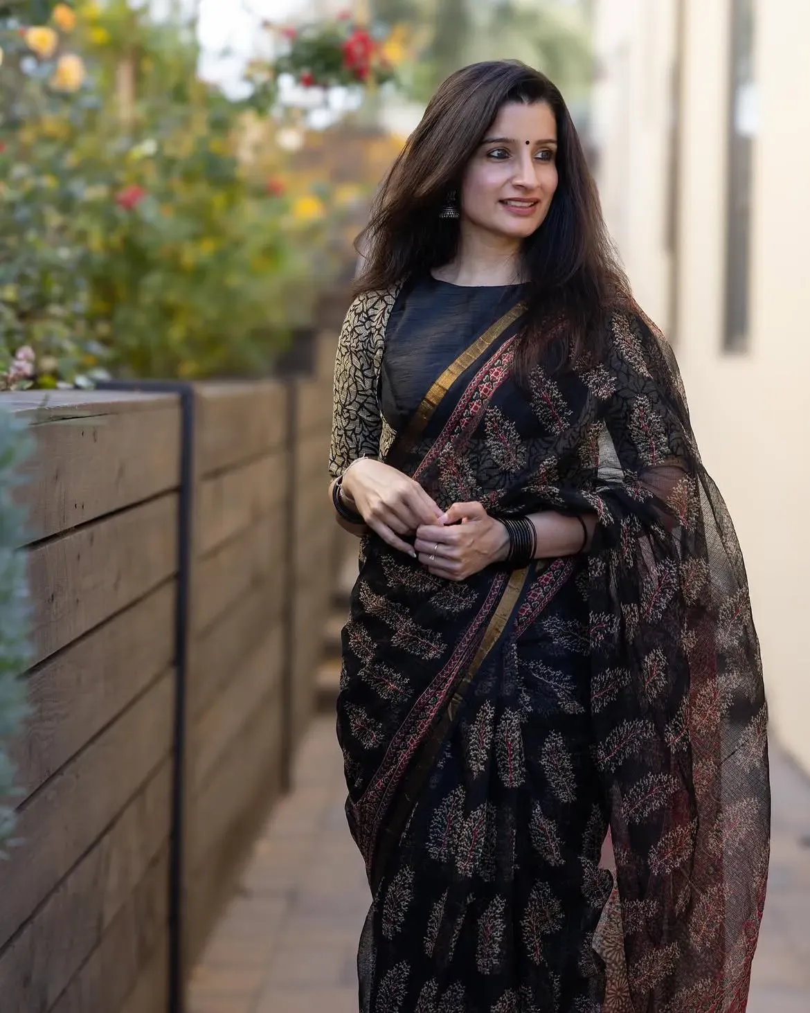 Traditional Block Design Digital Print Kota Doria Cotton Saree | P00029