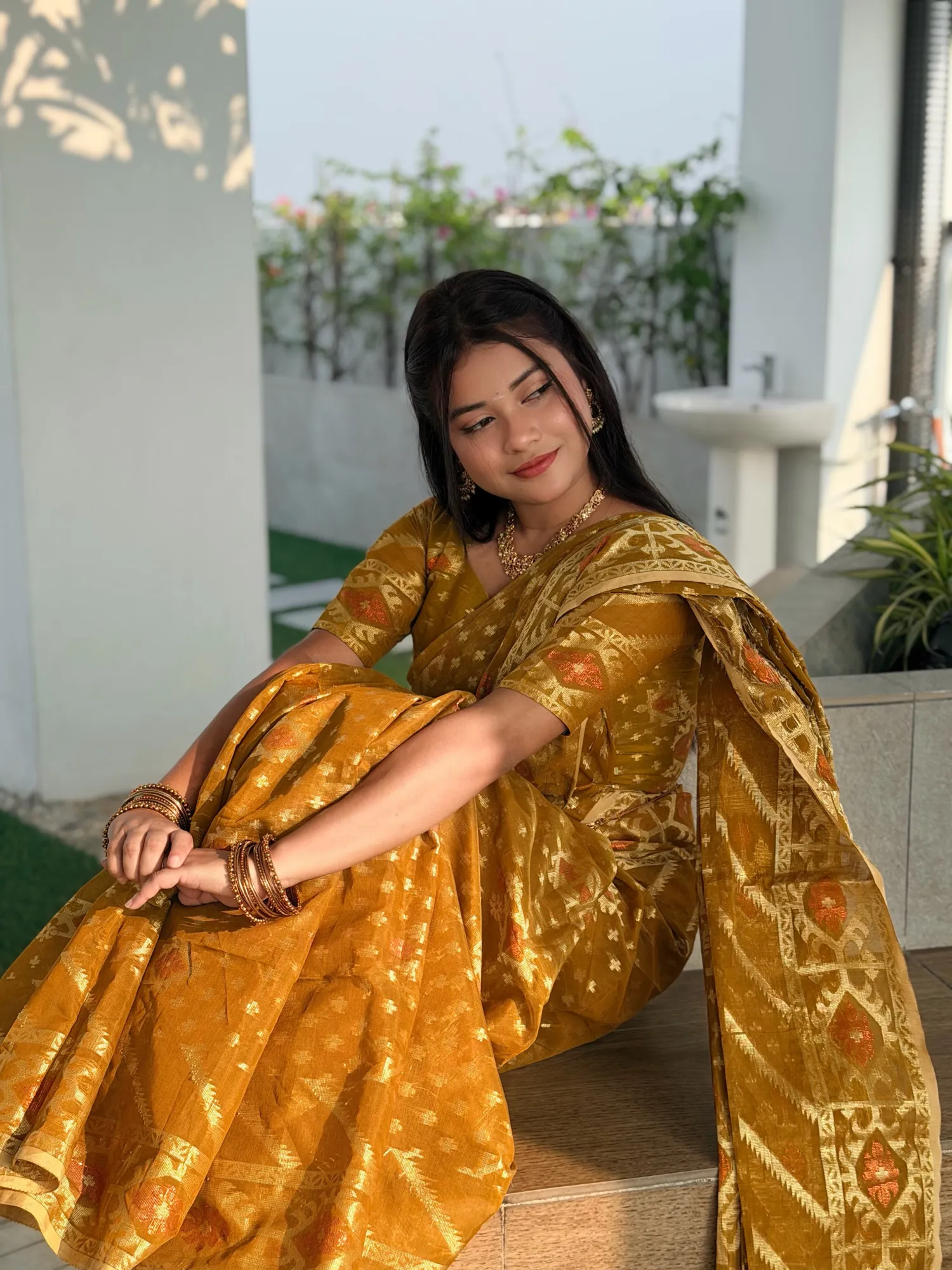 60/80 Count Jori Sutar Tant Jamdani Saree With Blouse Piece | P00031