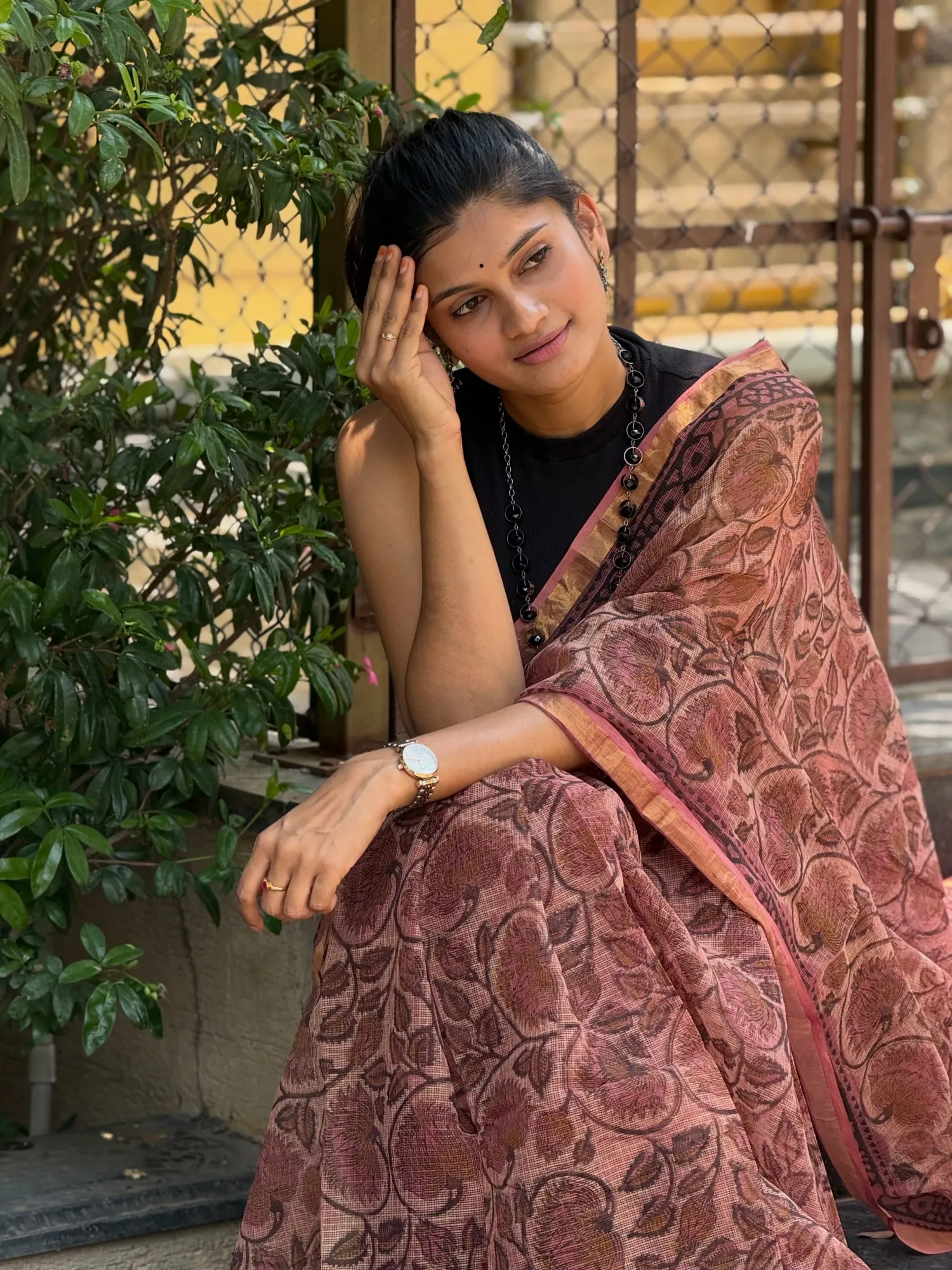 Traditional Block Design Digital Print Kota Doria Cotton Saree | P00051