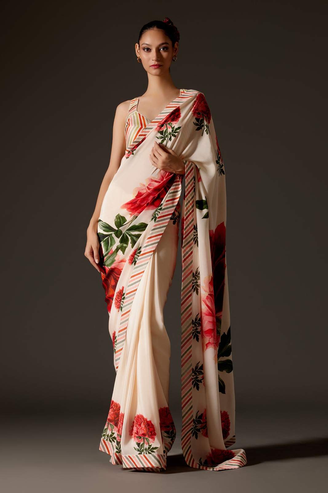 Digital Printed Satin Silk Saree With Blouse Piece | DG-230