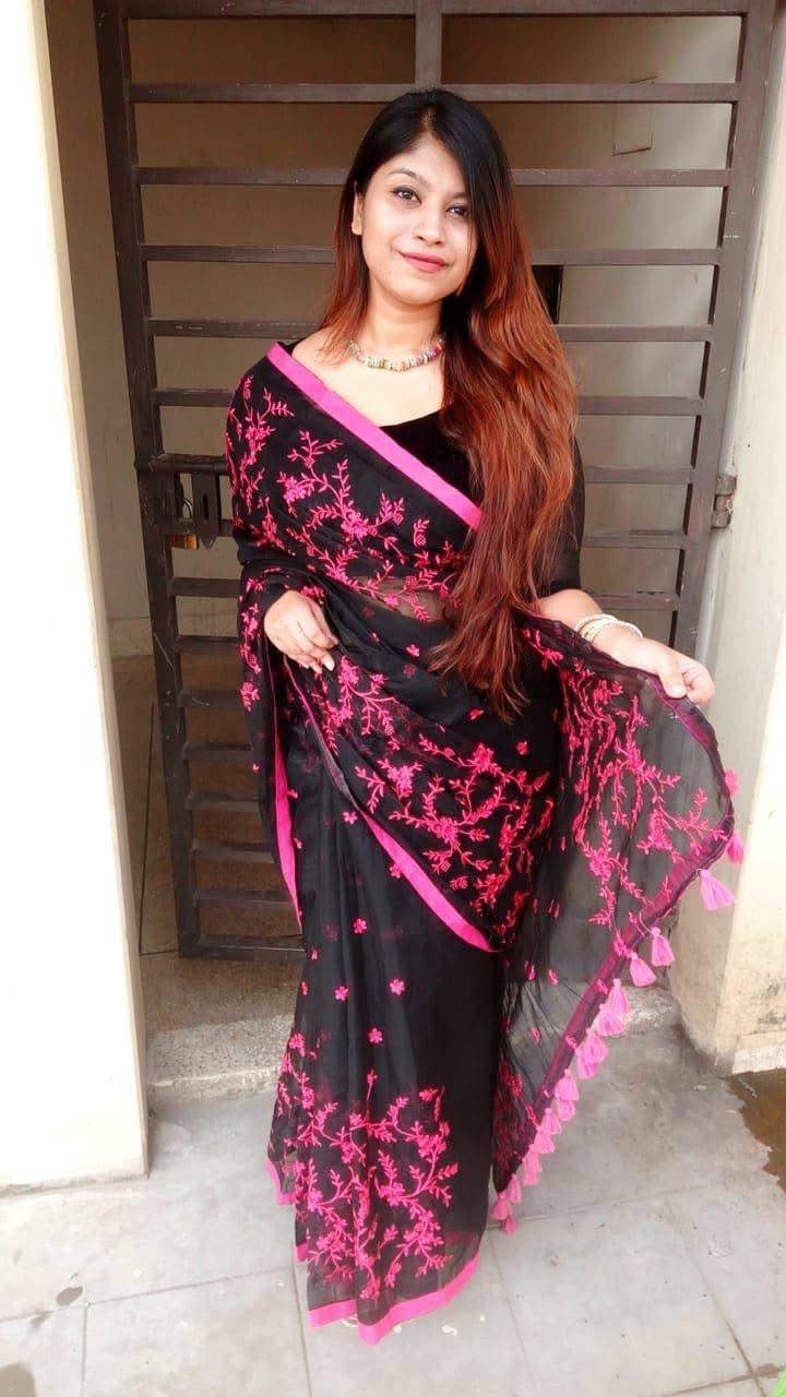 Halfsilk Embroidery Saree Em-112