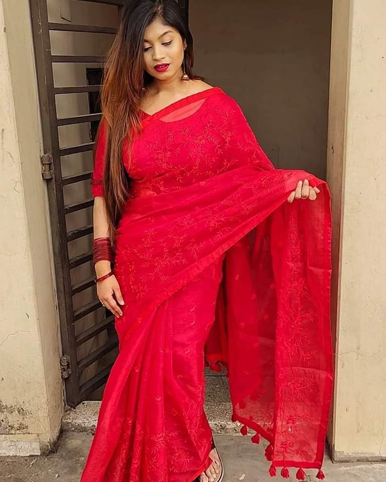 Halfsilk Embroidery Saree Em-116
