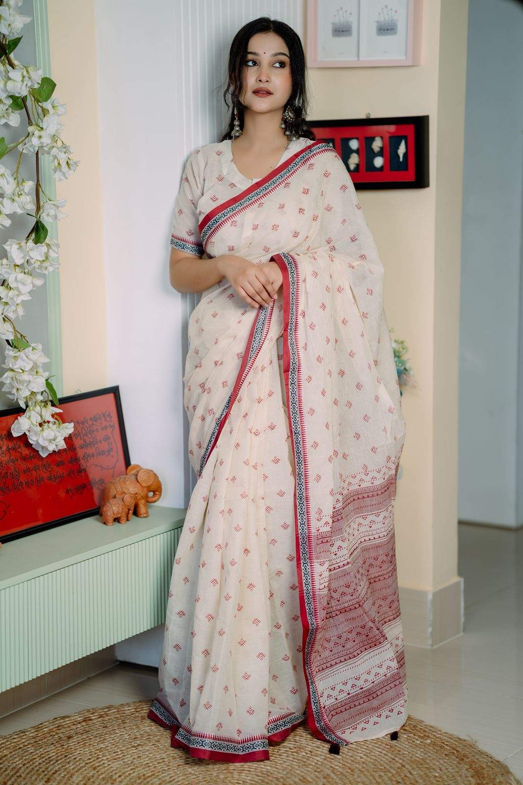 Arong Cotton Block Printed Shari | RCS-19