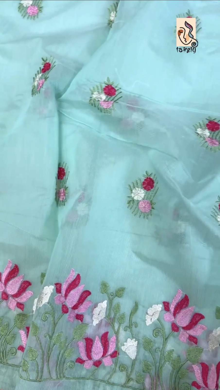 Pure Kota Cotton Floral Embroidery Shari | KCS-01