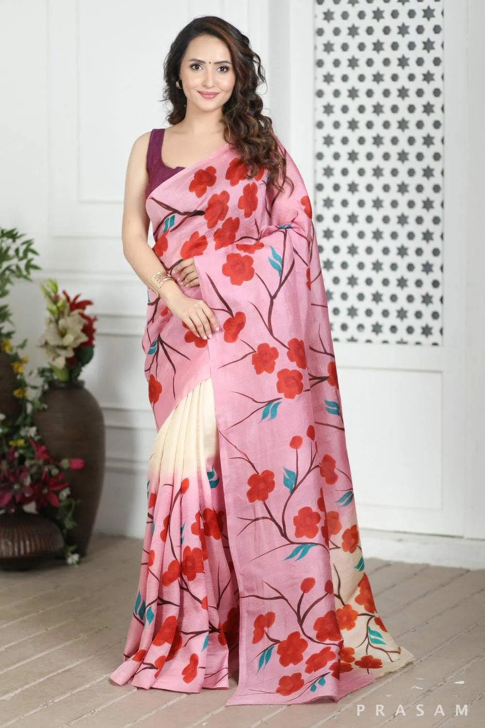 Semi Moslin Silk Digital Print Saree With Unstitched Blouse Piece | DG-170 |