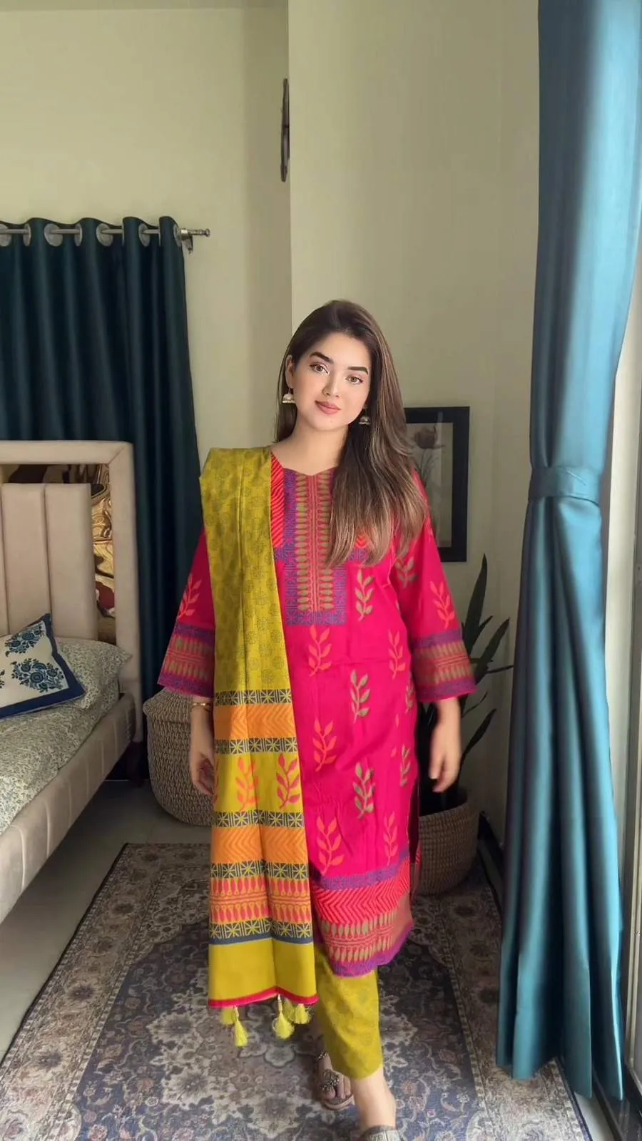 প্রিমিয়াম কটন কাঠব্লকের থ্রি পিস | Code-2411