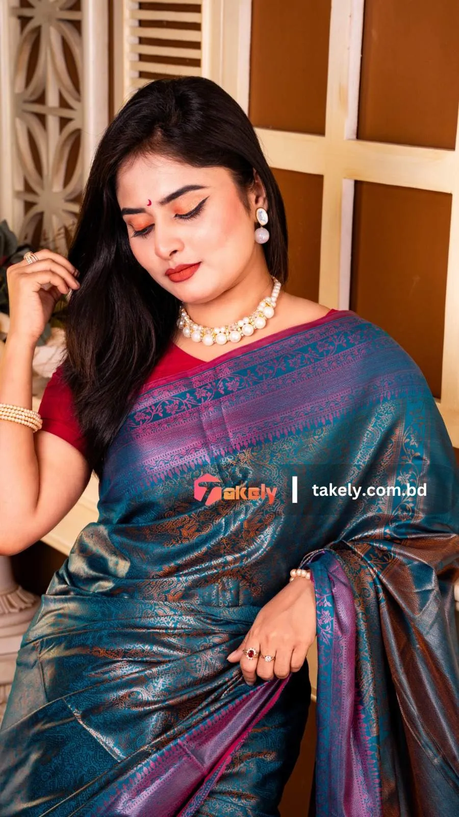 কাঞ্চিপুরম কাতান শাড়ি ব্লাউজ পিস সহ। PKS-23