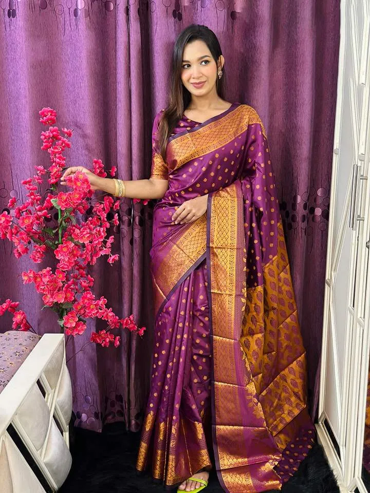 সফ্ট সিল্ক কাতান শাড়ি ব্লাউজ পিস সহ। PKS-15