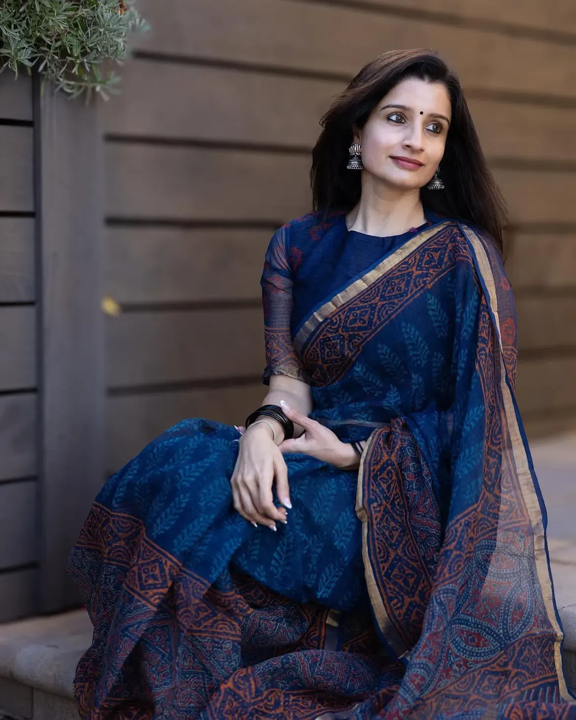 Traditional Block Design Digital Print Kota Doria Cotton Saree