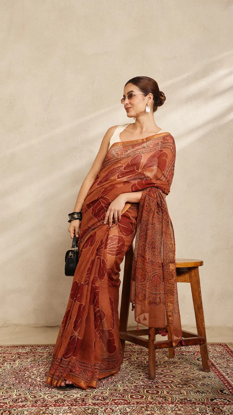 Premium Kota Doria Cotton Block Design Saree