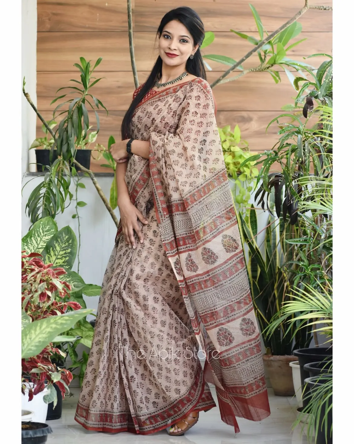 Traditional Block Print Kota Doria Cotton Saree